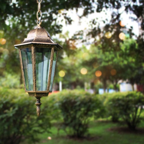 Tradisjonell Vintage Vanntett Hexagonal Aluminiumsakryl 1-Lys Pendellampe For Utendørs Patio | Luvikno
