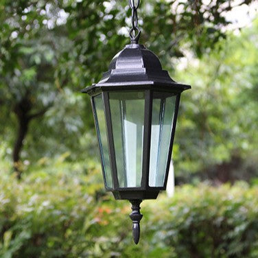 Tradisjonell Vintage Vanntett Hexagonal Aluminiumsakryl 1-Lys Pendellampe For Utendørs Patio | Luvikno
