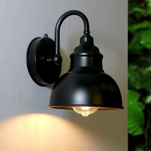 Moderne minimalistisk utendørs vanntett rund buet pole jern skygge 1-lys vegglampe for hage | Luvikno