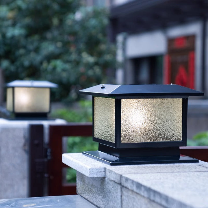 Moderne Minimalistisk Solvannrett Rektangulær Diamant Stripe Glasseskjerm Aluminium Ramme LED Post Hodelampe For Hage | Luvikno