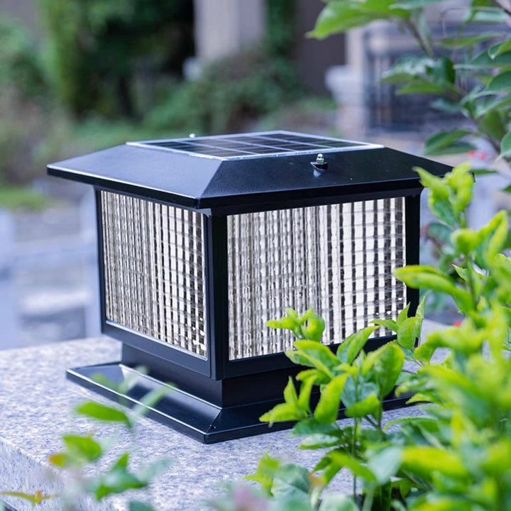 Moderne Minimalistisk Solvannrett Rektangulær Diamant Stripe Glasseskjerm Aluminium Ramme LED Post Hodelampe For Hage | Luvikno