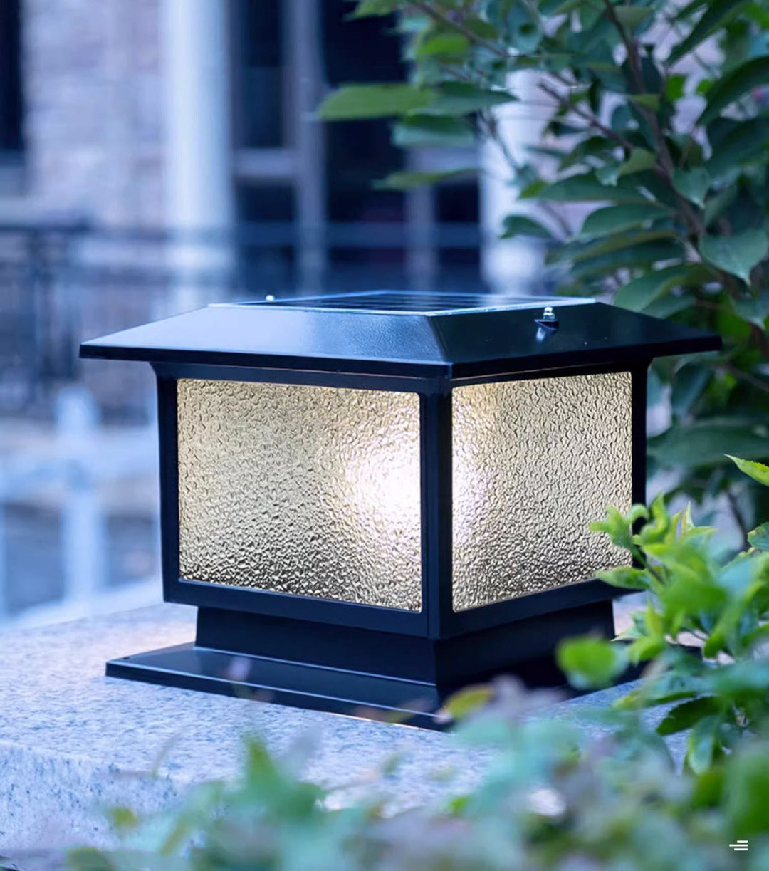 Moderne Minimalistisk Solvannrett Rektangulær Diamant Stripe Glasseskjerm Aluminium Ramme LED Post Hodelampe For Hage | Luvikno