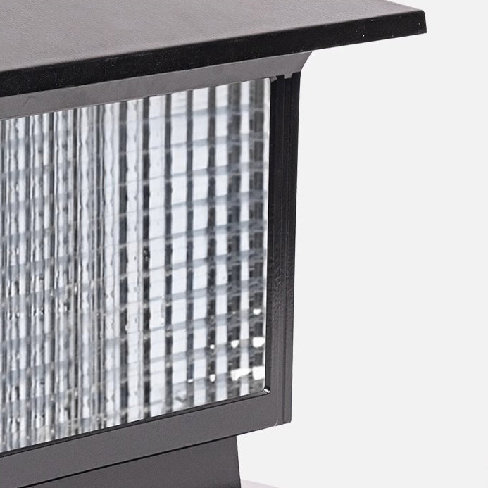 Moderne Minimalistisk Solvannrett Rektangulær Diamant Stripe Glasseskjerm Aluminium Ramme LED Post Hodelampe For Hage | Luvikno