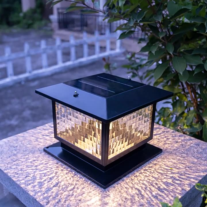 Moderne Minimalistisk Solvannrett Rektangulær Diamant Stripe Glasseskjerm Aluminium Ramme LED Post Hodelampe For Hage | Luvikno