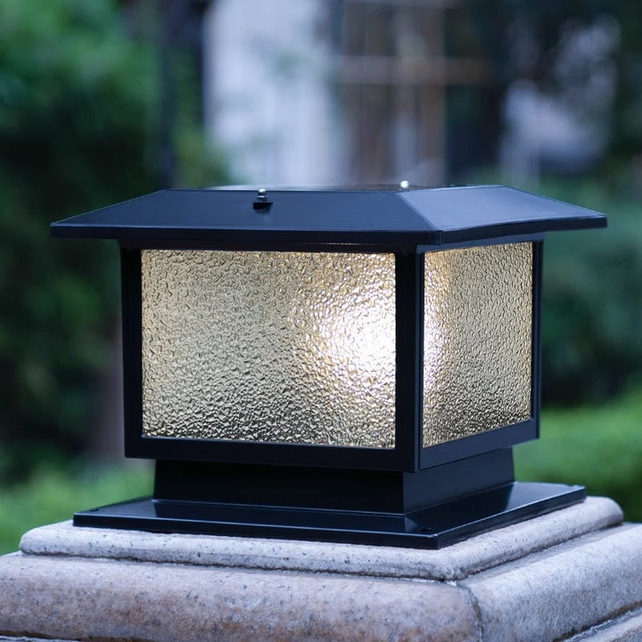 Moderne Minimalistisk Solvannrett Rektangulær Diamant Stripe Glasseskjerm Aluminium Ramme LED Post Hodelampe For Hage | Luvikno