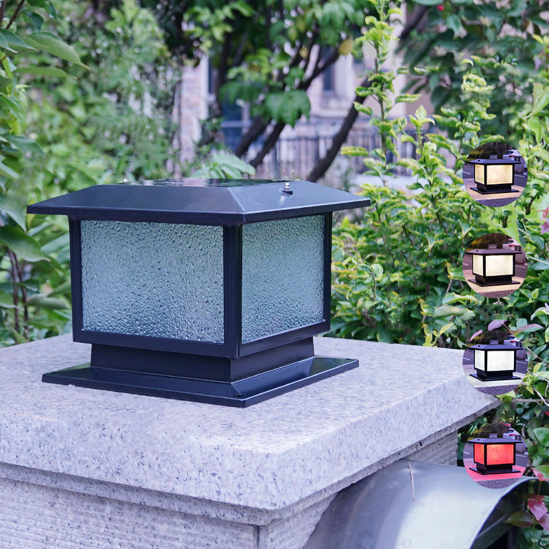 Moderne Minimalistisk Solvannrett Rektangulær Diamant Stripe Glasseskjerm Aluminium Ramme LED Post Hodelampe For Hage | Luvikno