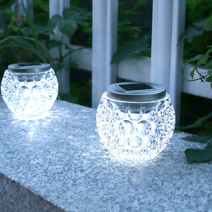 Moderne Art Deco Solglasskrukke Full Of Stars ABS Rustfritt Stål LED Utendørslys For Hage | Luvikno