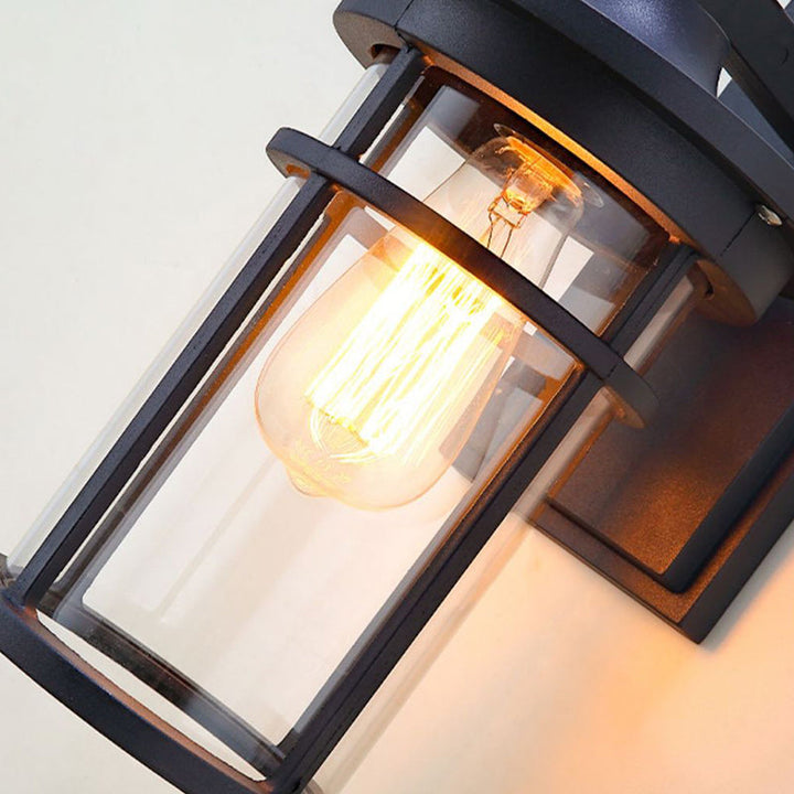 Moderne industriell søyle aluminium glass 1-lys vegglampe for hage | Luvikno