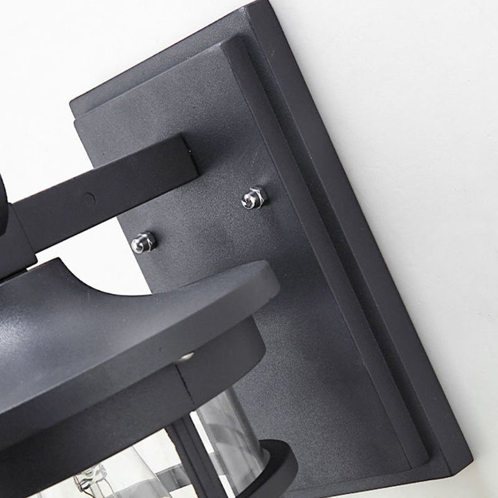 Moderne industriell søyle aluminium glass 1-lys vegglampe for hage | Luvikno