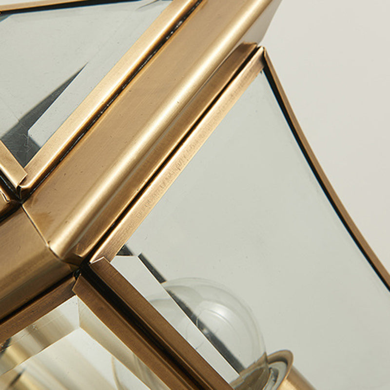 Tradisjonell europeisk trapezoid kobberglass 1-lys vegglampe for hage | Luvikno