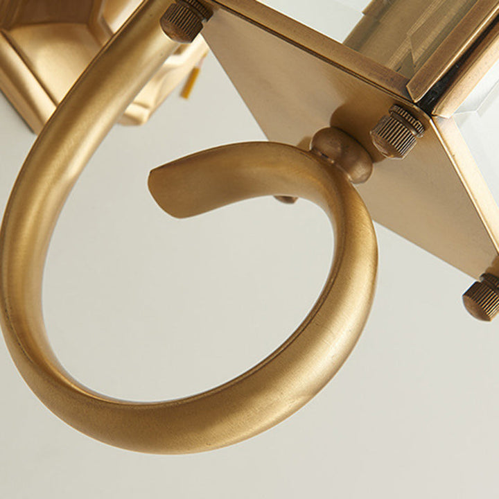 Tradisjonell europeisk trapezoid kobberglass 1-lys vegglampe for hage | Luvikno