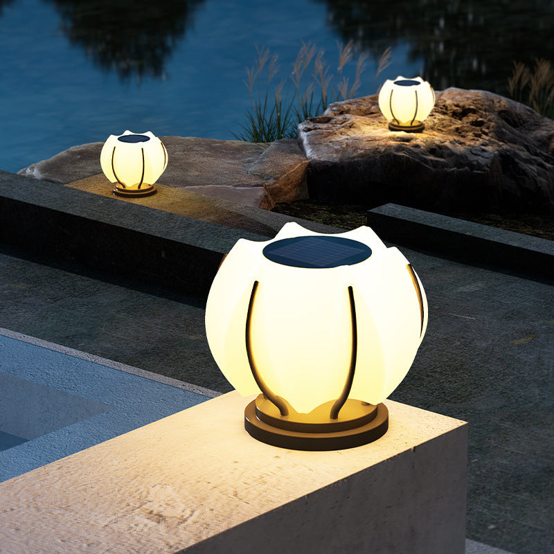Moderne Kreativ Blomst Jern Plast LED Post Hode Lys For Hage | Luvikno