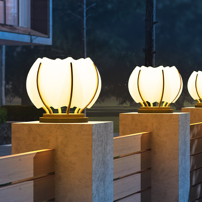Moderne Kreativ Blomst Jern Plast LED Post Hode Lys For Hage | Luvikno