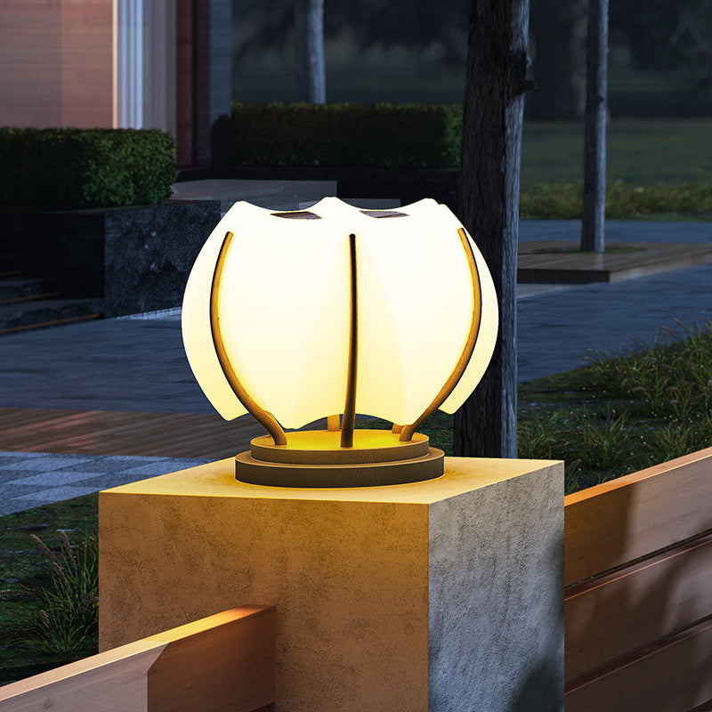 Moderne Kreativ Blomst Jern Plast LED Post Hode Lys For Hage | Luvikno