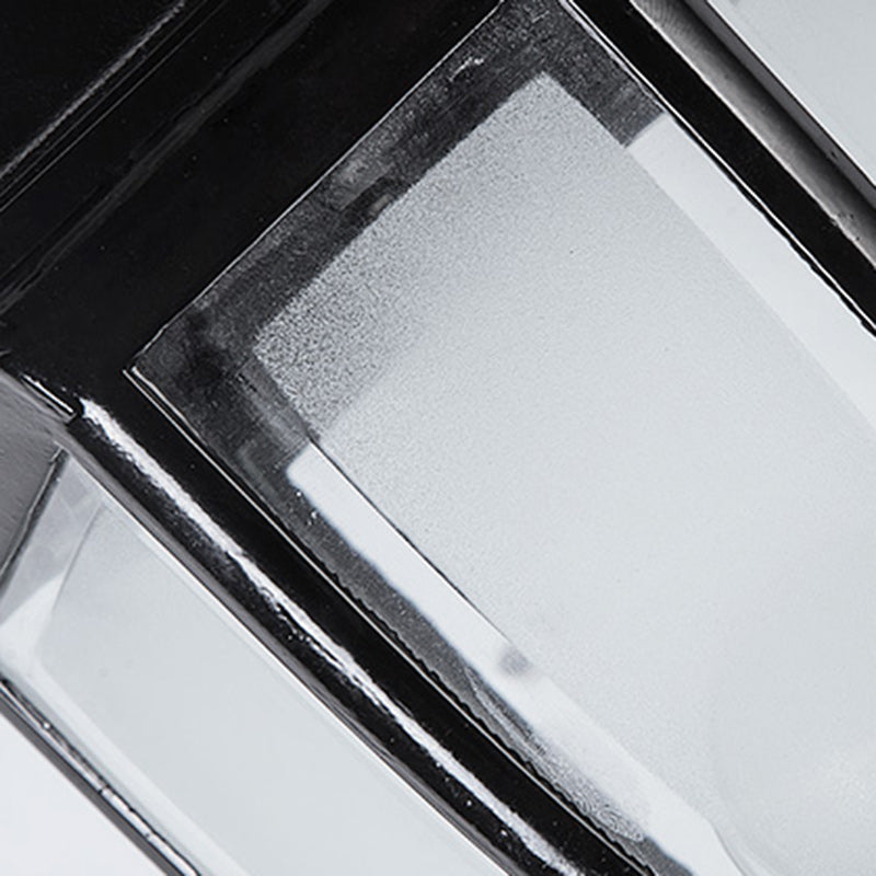 Samtidig Retro Vanntett Hexagonal Bur Aluminium Frostet Klart Glass 1-Lykt Vegglampe For Ute Patio | Luvikno