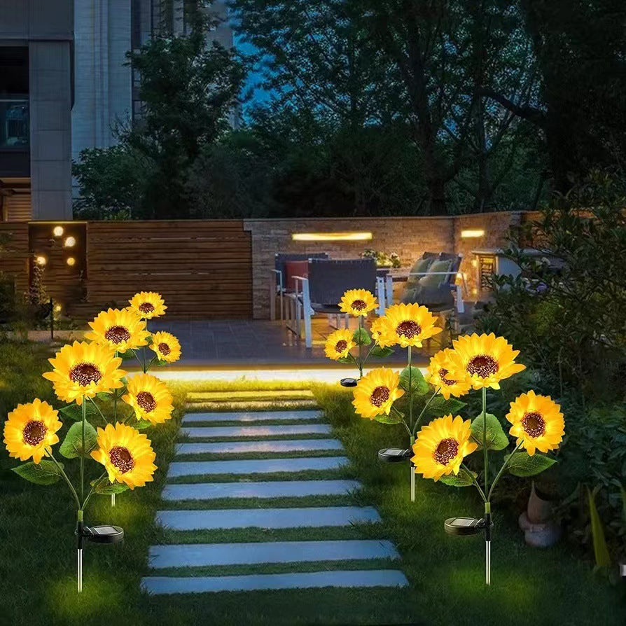 Moderne Kreativ Künstig Blomst LED Solvann Tett Gress Innsettingslys For Utendørs Patio | Luvikno