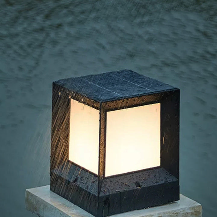 Moderne Minimalistiske Solvannfaste Firkantede Aluminium Acryll LED Utendørs Stolpe Lys For Hage | Luvikno