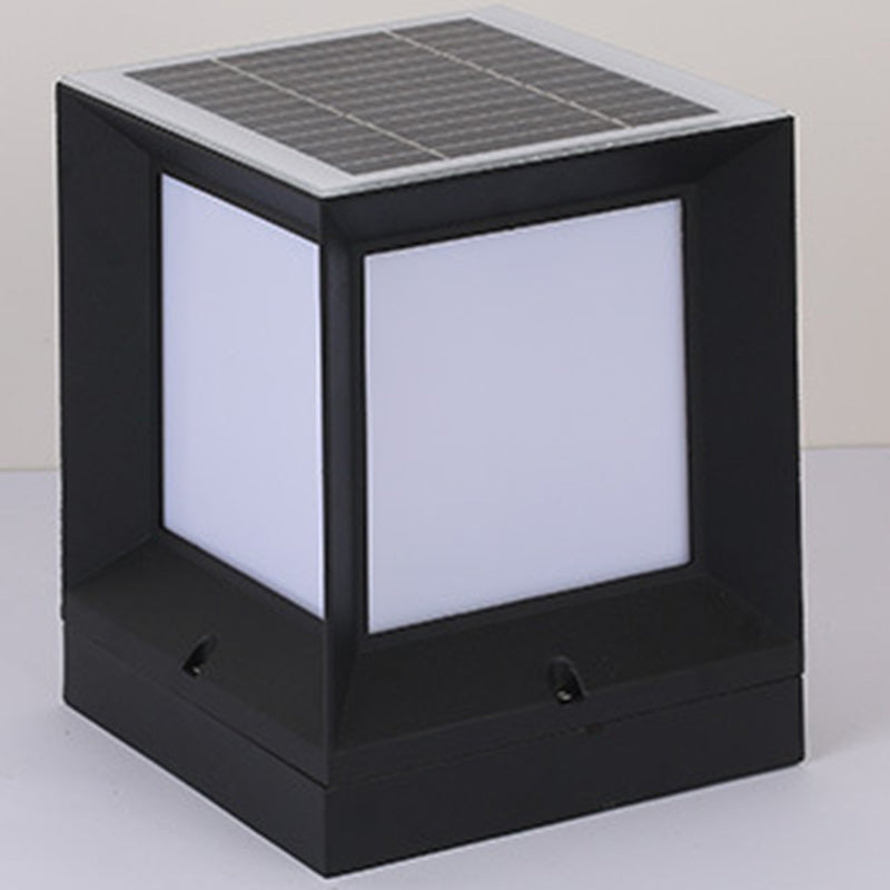 Moderne Minimalistiske Solvannfaste Firkantede Aluminium Acryll LED Utendørs Stolpe Lys For Hage | Luvikno