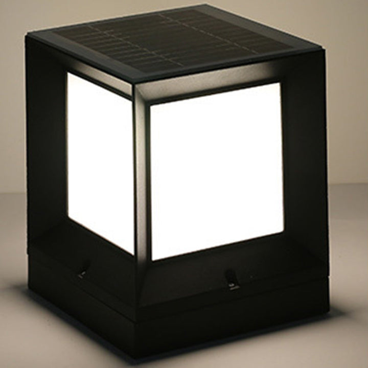 Moderne Minimalistiske Solvannfaste Firkantede Aluminium Acryll LED Utendørs Stolpe Lys For Hage | Luvikno