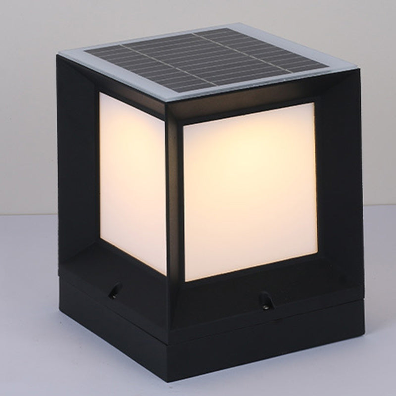 Moderne Minimalistiske Solvannfaste Firkantede Aluminium Acryll LED Utendørs Stolpe Lys For Hage | Luvikno