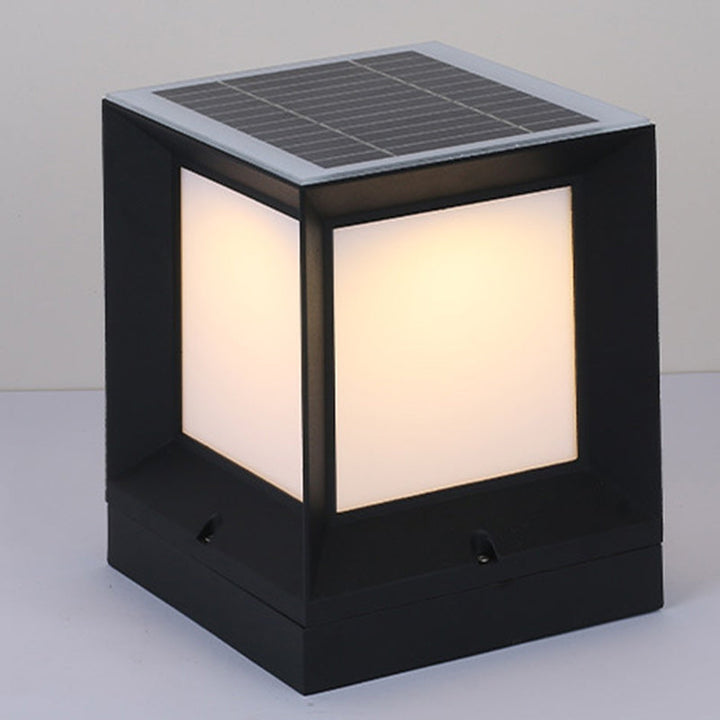 Moderne Minimalistiske Solvannfaste Firkantede Aluminium Acryll LED Utendørs Stolpe Lys For Hage | Luvikno
