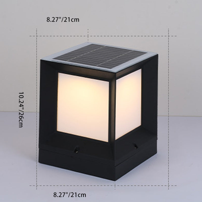 Moderne Minimalistiske Solvannfaste Firkantede Aluminium Acryll LED Utendørs Stolpe Lys For Hage | Luvikno