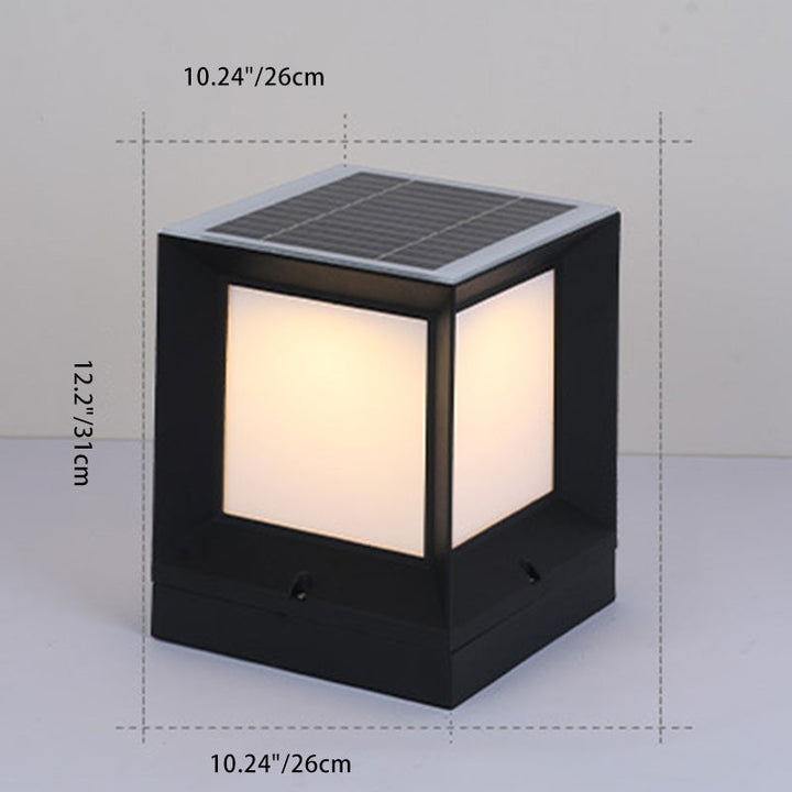 Moderne Minimalistiske Solvannfaste Firkantede Aluminium Acryll LED Utendørs Stolpe Lys For Hage | Luvikno