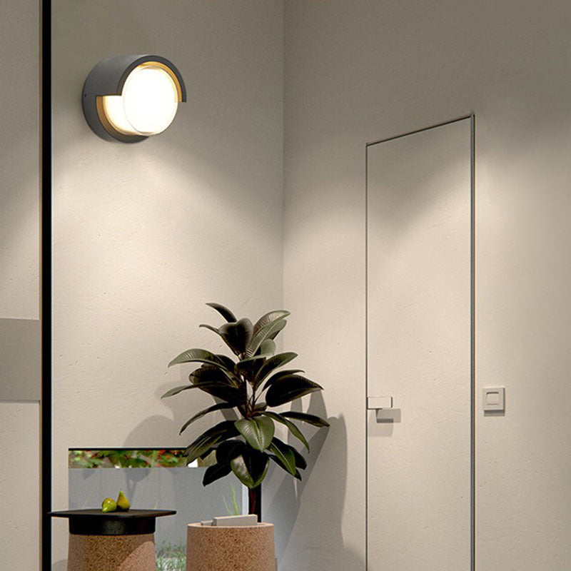 Moderne Minimalistisk Vanntett Rund Firkantet Plast Akryl LED Vegglampe For Hage | Luvikno