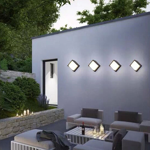 Moderne Minimalistisk Vanntett Rund Firkantet Plast Akryl LED Vegglampe For Hage | Luvikno
