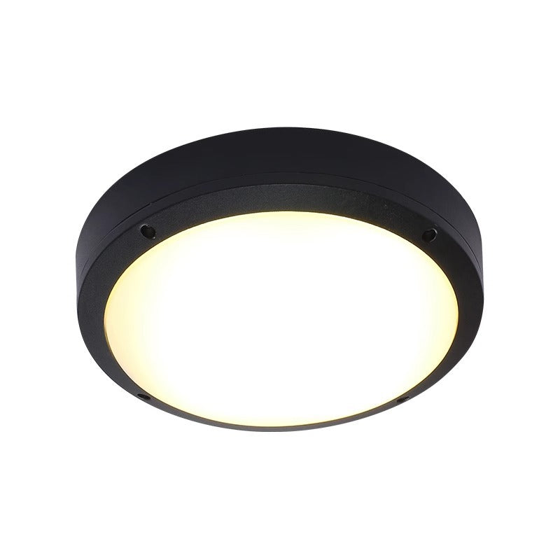 Moderne Minimalistisk Vanntett Rund Aluminiumsakryl LED Utendørs Flush Mount Taklampe For Hage | Luvikno