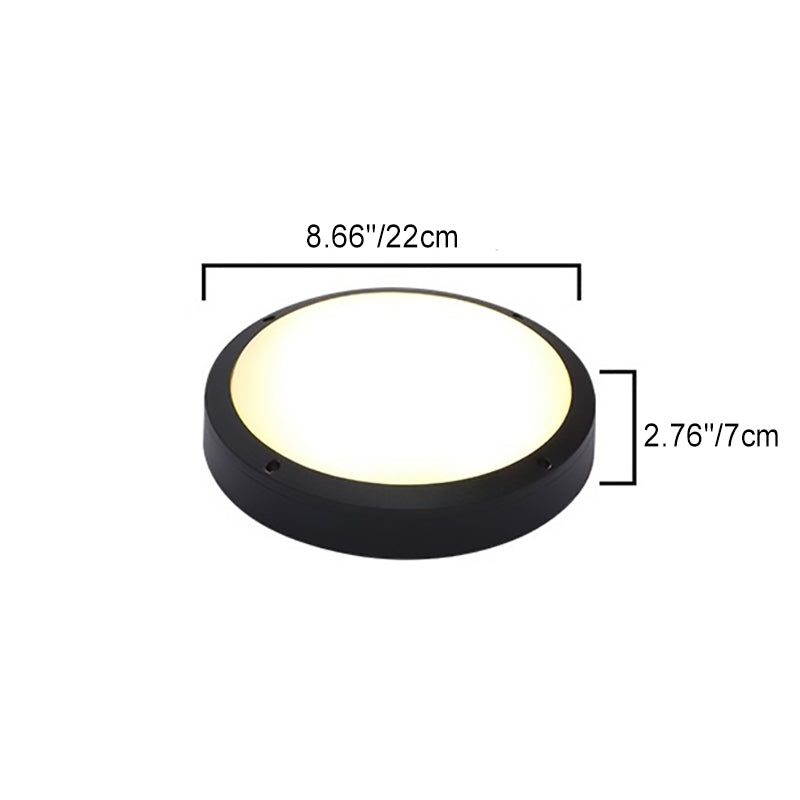 Moderne Minimalistisk Vanntett Rund Aluminiumsakryl LED Utendørs Flush Mount Taklampe For Hage | Luvikno