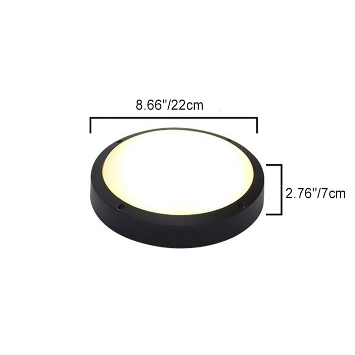 Moderne Minimalistisk Vanntett Rund Aluminiumsakryl LED Utendørs Flush Mount Taklampe For Hage | Luvikno