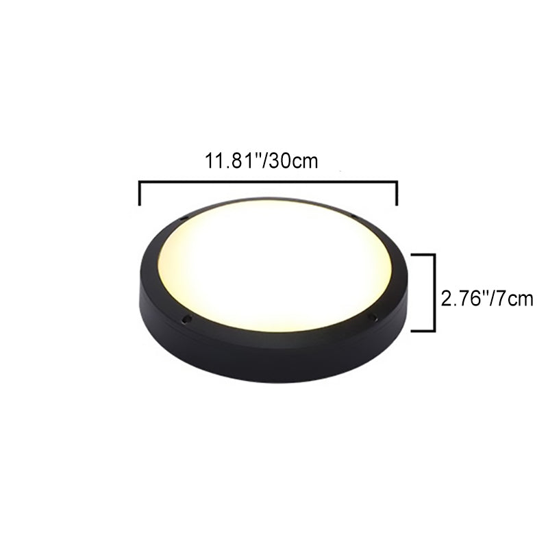 Moderne Minimalistisk Vanntett Rund Aluminiumsakryl LED Utendørs Flush Mount Taklampe For Hage | Luvikno