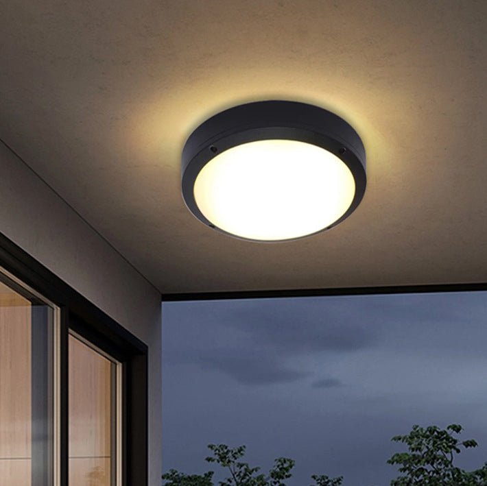 Moderne Minimalistisk Vanntett Rund Aluminiumsakryl LED Utendørs Flush Mount Taklampe For Hage | Luvikno