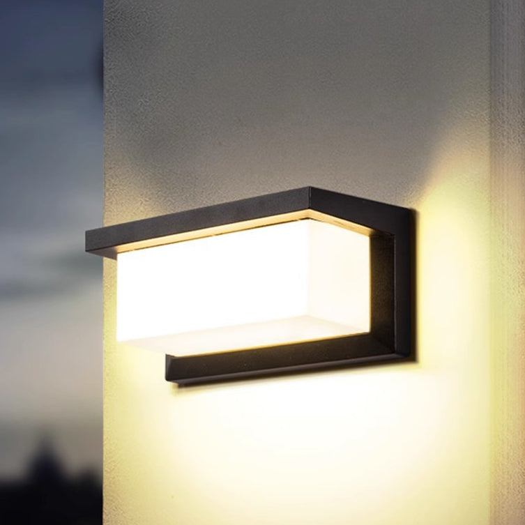 Moderne minimalistiske rektangulære vanntette aluminium LED vegglampe for utendørs terrasse | Luvikno