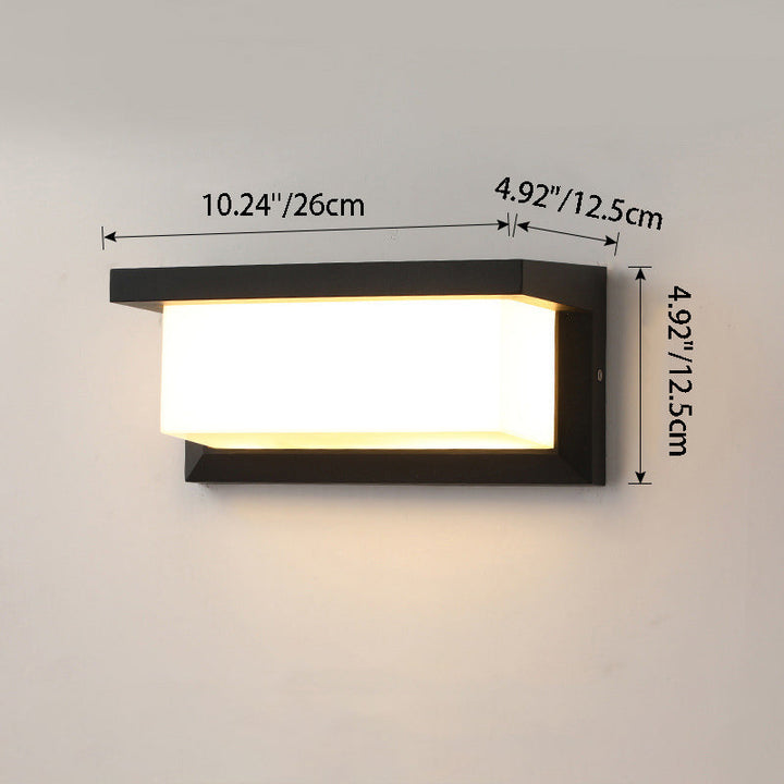 Moderne minimalistiske rektangulære vanntette aluminium LED vegglampe for utendørs terrasse | Luvikno