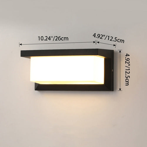 Moderne minimalistiske rektangulære vanntette aluminium LED vegglampe for utendørs terrasse | Luvikno