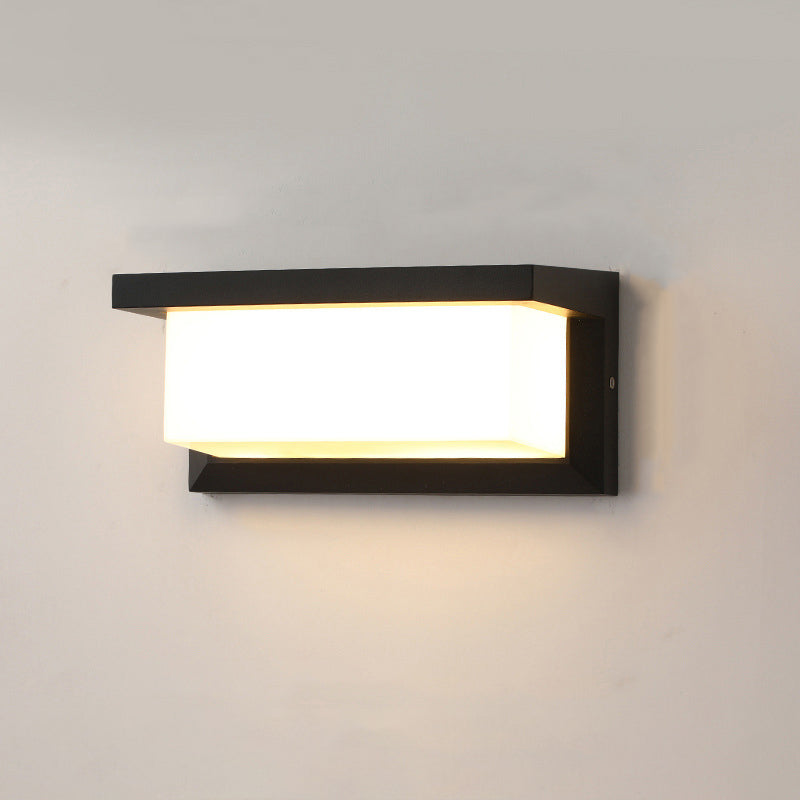Moderne minimalistiske rektangulære vanntette aluminium LED vegglampe for utendørs terrasse | Luvikno