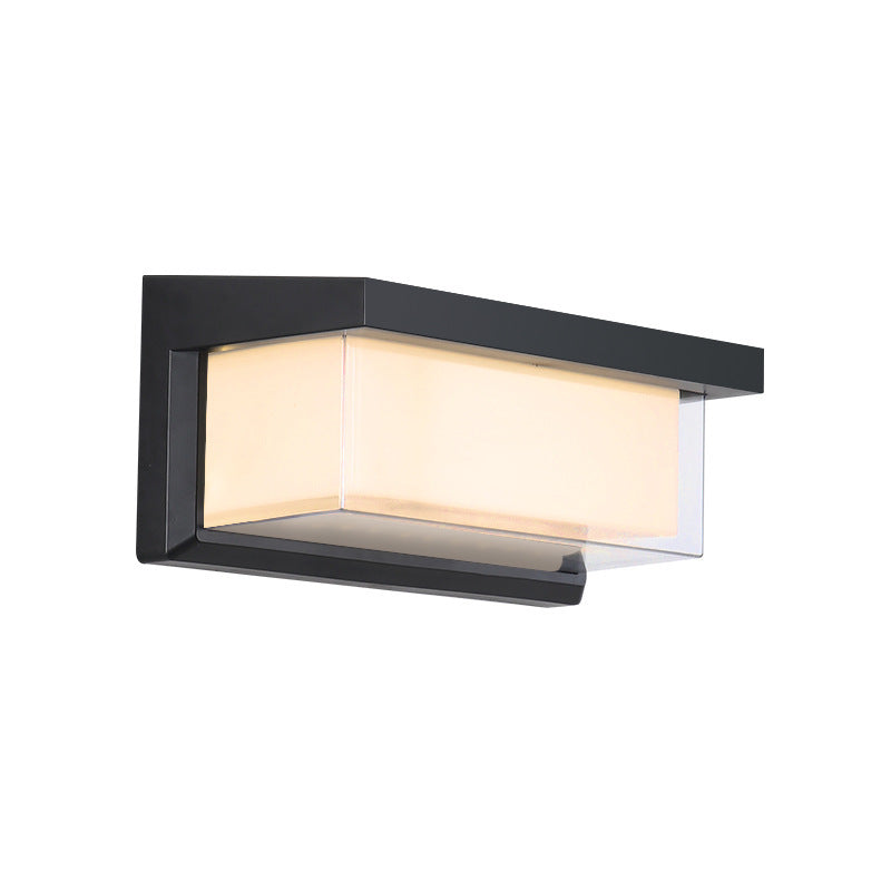 Moderne minimalistiske rektangulære vanntette aluminium LED vegglampe for utendørs terrasse | Luvikno