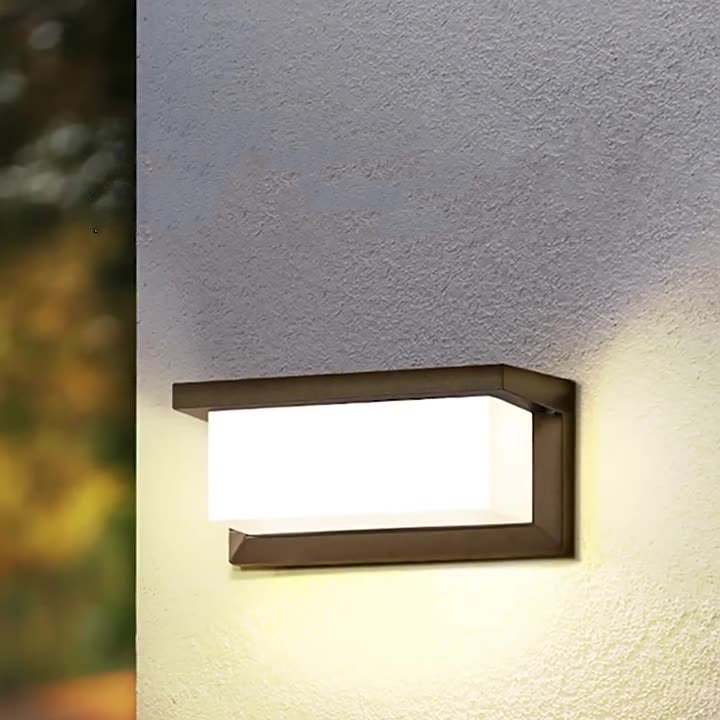 Moderne minimalistiske rektangulære vanntette aluminium LED vegglampe for utendørs terrasse | Luvikno