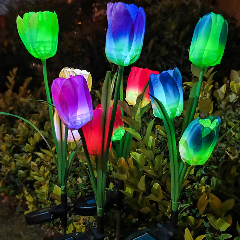 Samtidig Kreativ Solar Vanntett Falsk Tulipan Rustfritt Stål ABS Stoff LED Grunnplugg Plen Landskap Lampe For Utendørs Terrasse | Luvikno