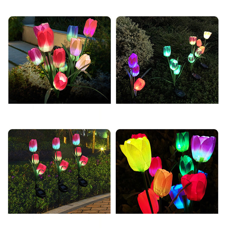 Samtidig Kreativ Solar Vanntett Falsk Tulipan Rustfritt Stål ABS Stoff LED Grunnplugg Plen Landskap Lampe For Utendørs Terrasse | Luvikno