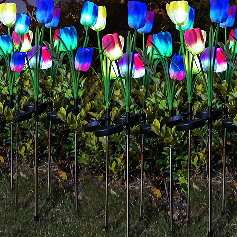 Samtidig Kreativ Solar Vanntett Falsk Tulipan Rustfritt Stål ABS Stoff LED Grunnplugg Plen Landskap Lampe For Utendørs Terrasse | Luvikno