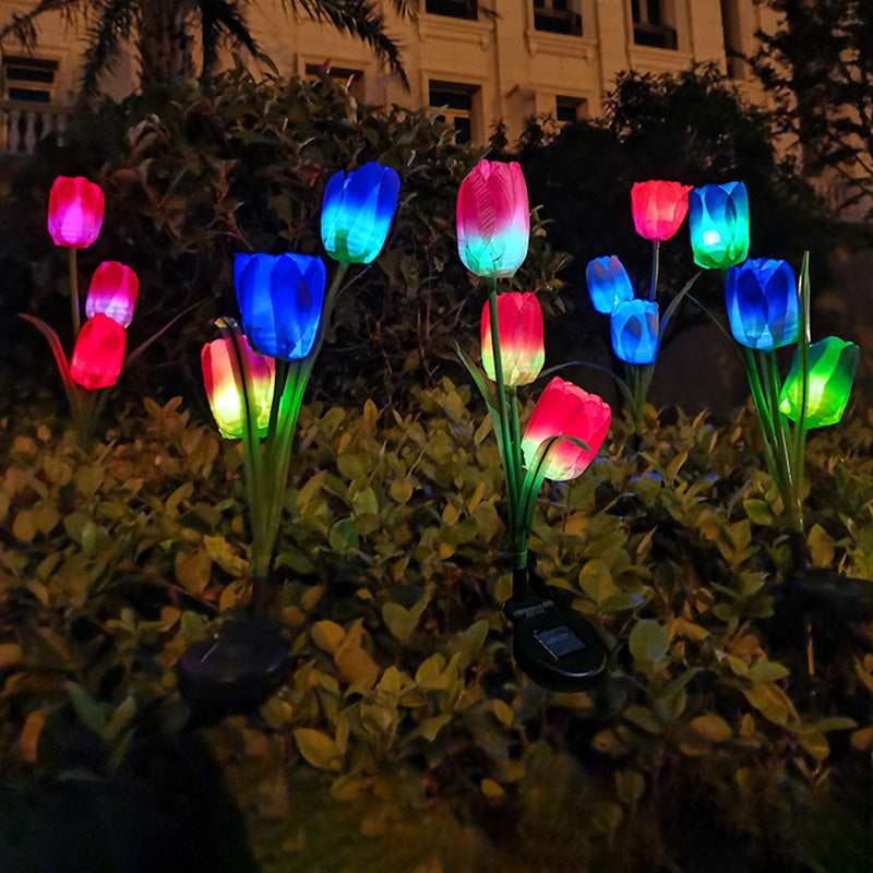Samtidig Kreativ Solar Vanntett Falsk Tulipan Rustfritt Stål ABS Stoff LED Grunnplugg Plen Landskap Lampe For Utendørs Terrasse | Luvikno