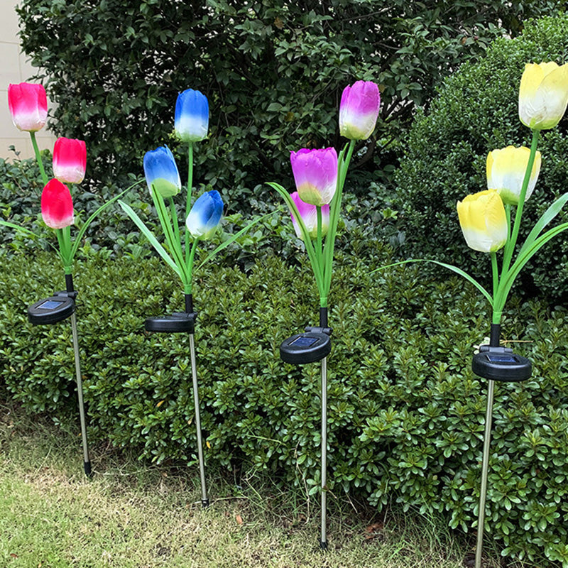 Samtidig Kreativ Solar Vanntett Falsk Tulipan Rustfritt Stål ABS Stoff LED Grunnplugg Plen Landskap Lampe For Utendørs Terrasse | Luvikno