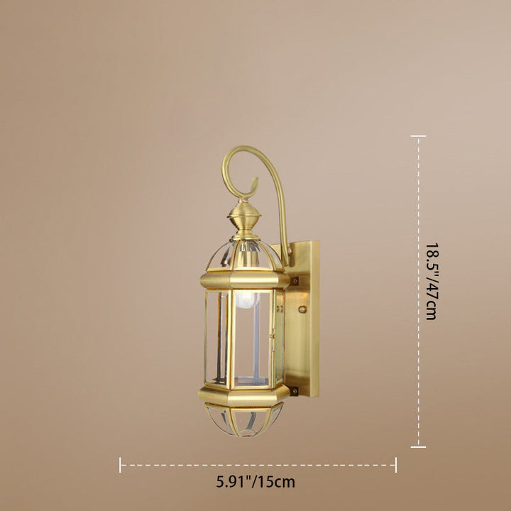Moderne Luksus Vanntett Sylinder Rektangel Half Rund Kobber Glass 1/3/6 Lys Vegglampe For Hage | Luvikno