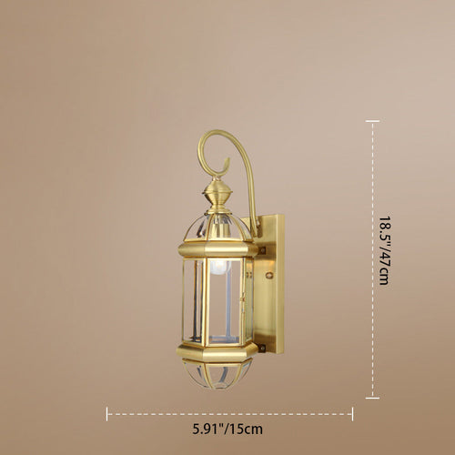 Moderne Luksus Vanntett Sylinder Rektangel Half Rund Kobber Glass 1/3/6 Lys Vegglampe For Hage | Luvikno