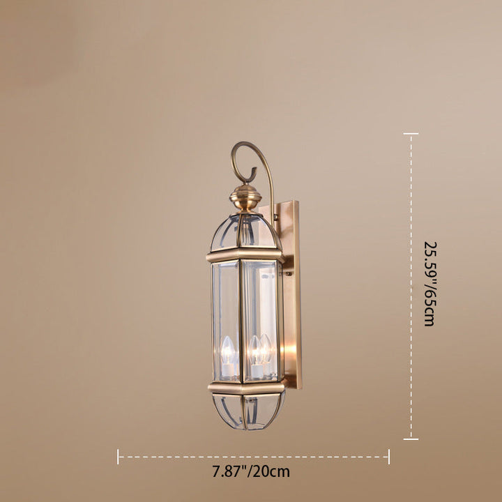 Moderne Luksus Vanntett Sylinder Rektangel Half Rund Kobber Glass 1/3/6 Lys Vegglampe For Hage | Luvikno