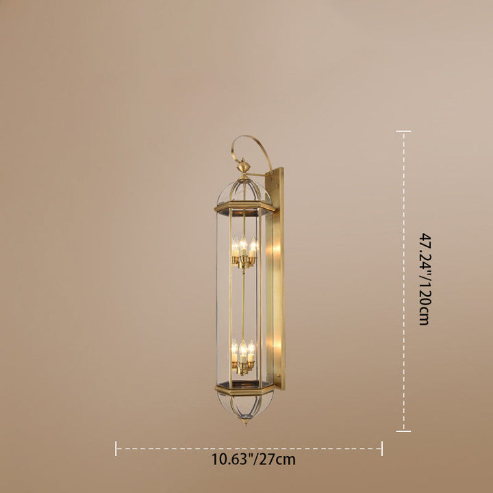 Moderne Luksus Vanntett Sylinder Rektangel Half Rund Kobber Glass 1/3/6 Lys Vegglampe For Hage | Luvikno