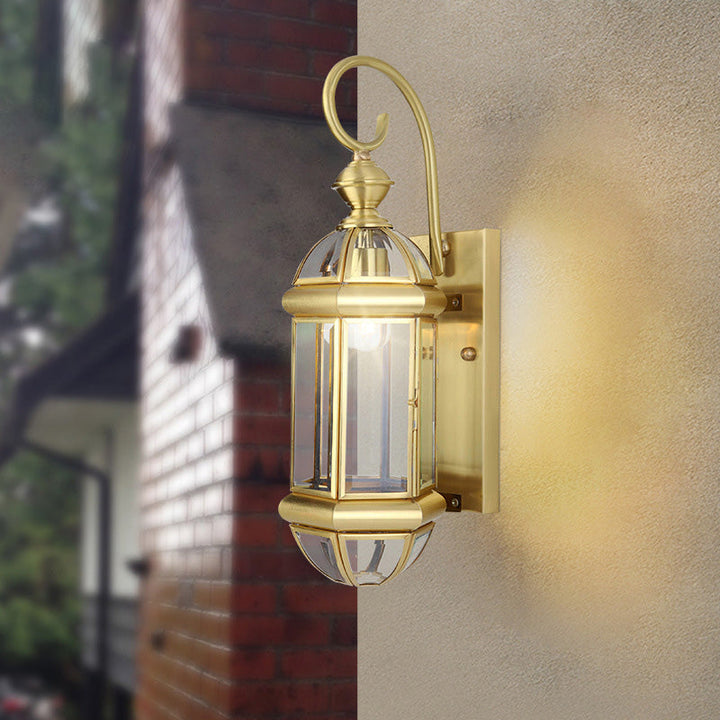 Moderne Luksus Vanntett Sylinder Rektangel Half Rund Kobber Glass 1/3/6 Lys Vegglampe For Hage | Luvikno